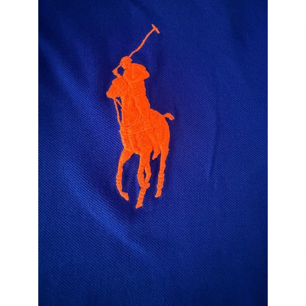 Polo Ralph Lauren Polo Shirt XXL Blue Orange Big Pony Preppy Sporty